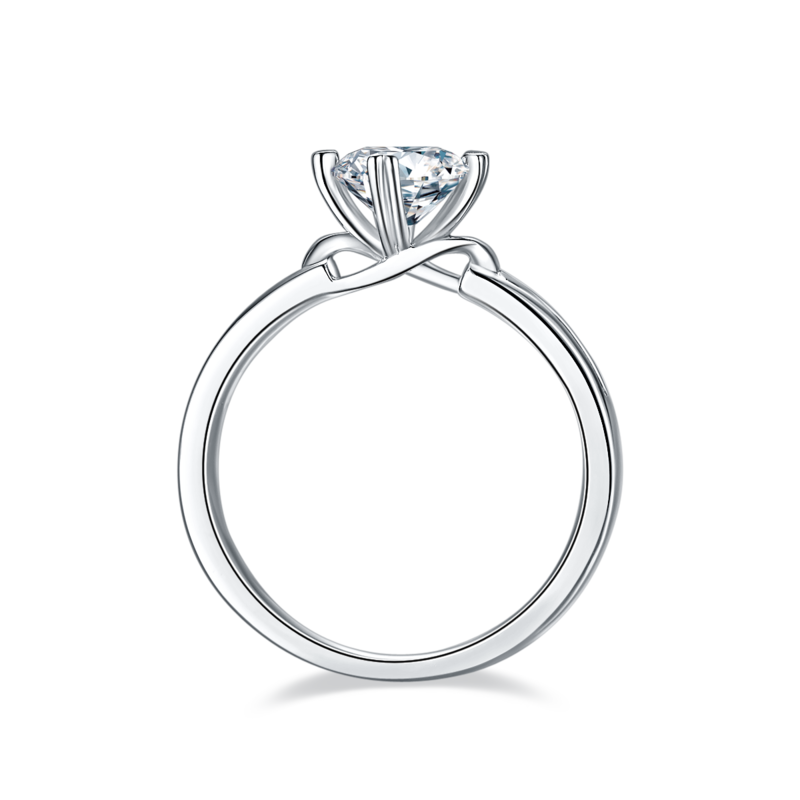 直臂简约扭花S925银镀白金MoissaniteWomen's Ring1ctD级